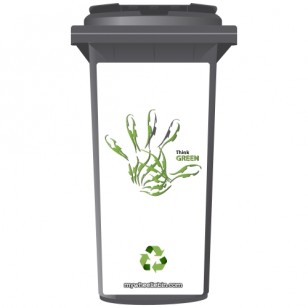 Think Green Recycle Handprint Wheelie Bin Sticker Panel